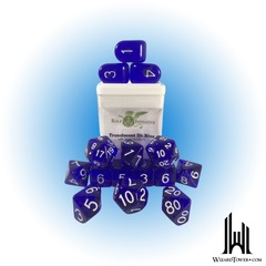 SET OF 15 DICE: TRANSLUCENT WHITE/BLUE